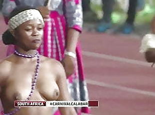 Topless South African girls dancing at carnival