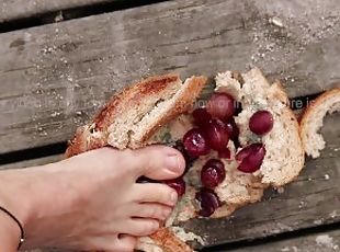 Here is your breakfast, enjoy!  Crushing Moldy Bread With Grape