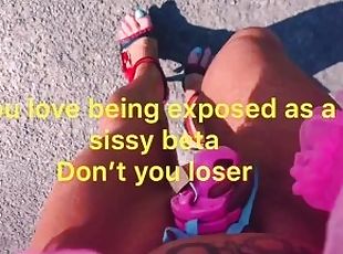 sissy public humiliation walking the streets half naked